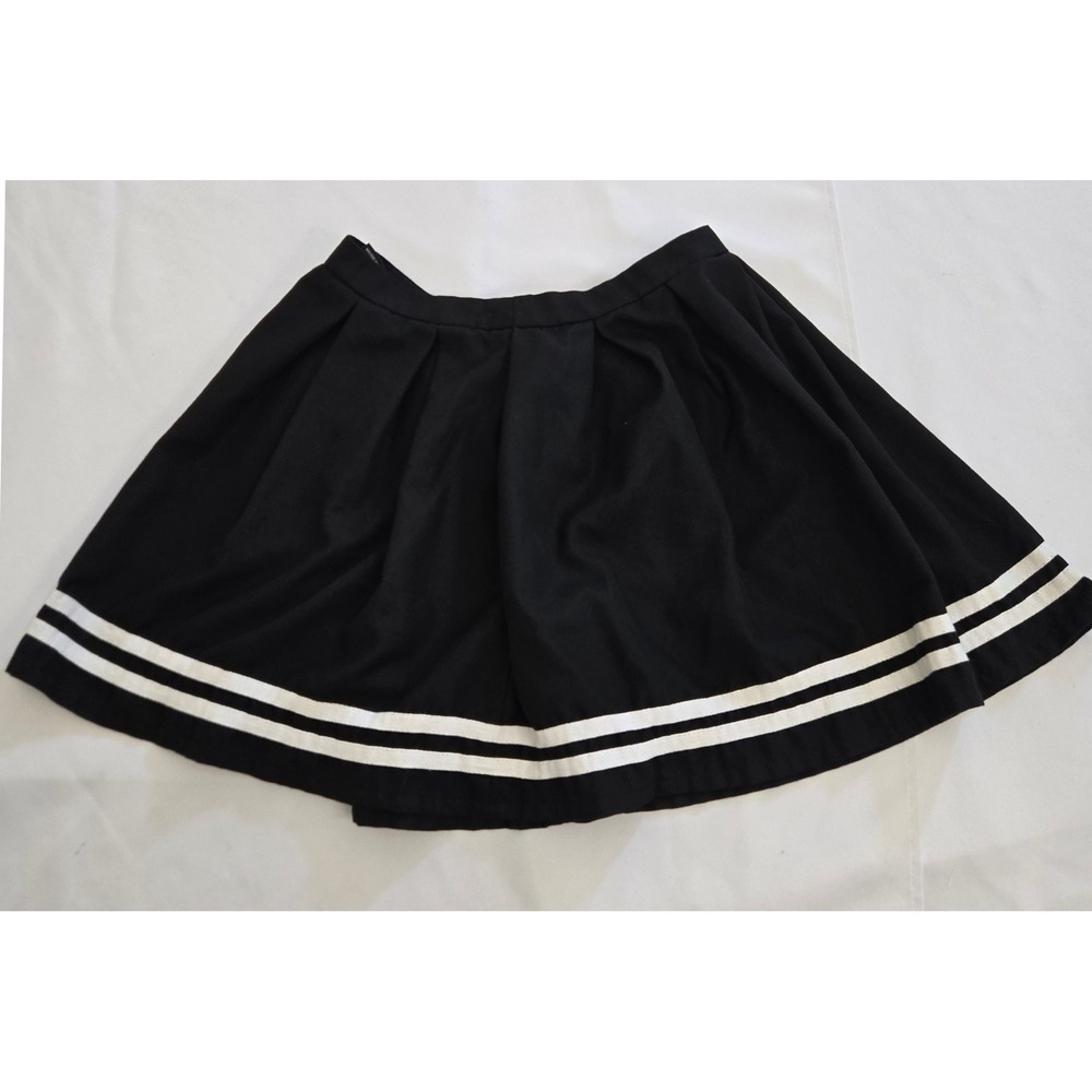Hot Topic Black Pleated Skirt White Stripe‎ Bottom Schoolgirl Mini M Y2K Baddie